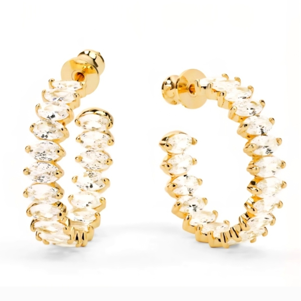 Melinda Maria She's SO Fine Gold/Diamondette 1 Inch Hoop Earings NEW Sold Out